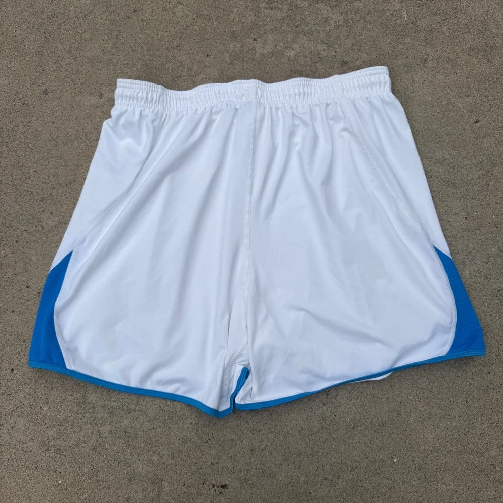 NIKE | Mens Soccer Athletic Shorts 3XL White Blue Vintage Athleisure Dri-FIT